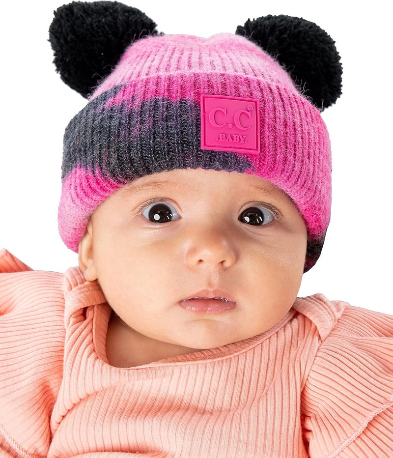 Funky Junque Double Pom Pom Baby Beanie – Newborn Girl Winter Hat 0–12 Months, Cute Cozy Knit Infant Beanies for Cold Weather - Image 4